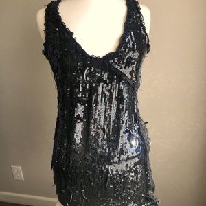 Flapper dress. Black sequin cocktail dress